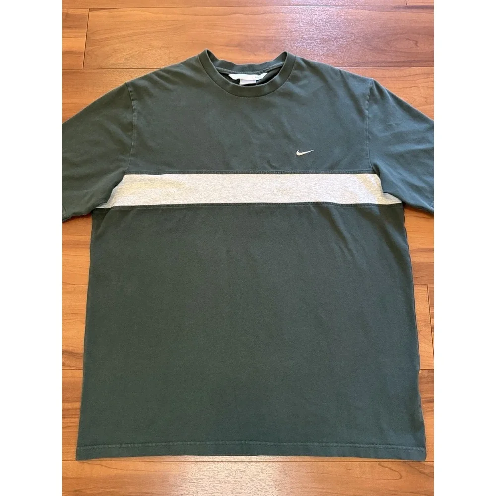 Vintage Nike Shirt Short Sleeve Y2K Stripe Embroidered Swoosh Black Men's XL - Picture 4 of 8